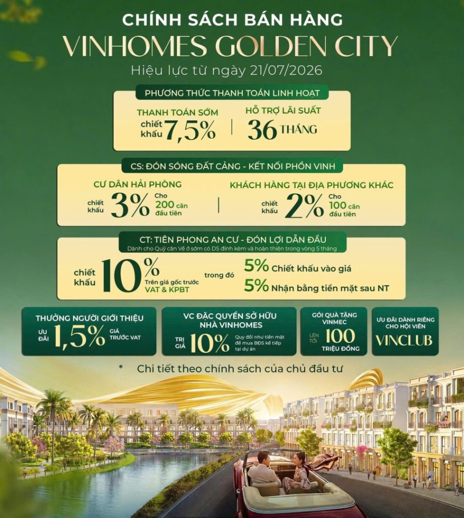 CHÍNH SÁCH BÁN HÀNG DỰ ÁN VINHOMES DƯƠNG KINH 8/2026
